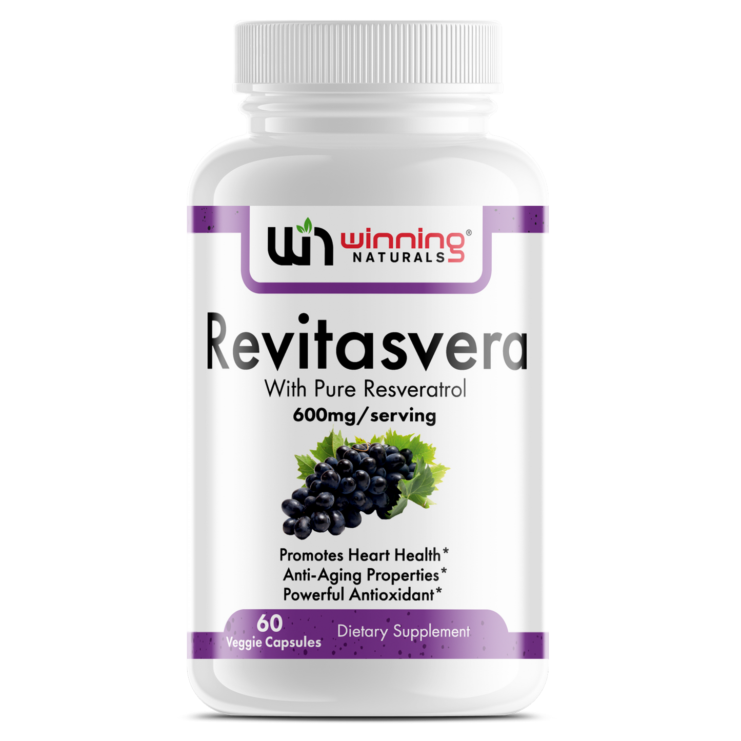 Revitasvera with Pure Resveratrol - Antioxidant, Heart, and Immune Support - 60 Capsules