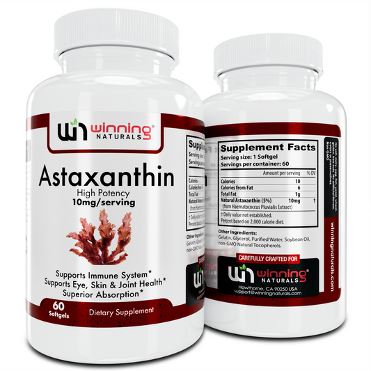 Astaxanthin 10mg - Antioxidant Supplement for Eye, Skin, Heart, Joint, Brain & Immune Health - 60 Softgels