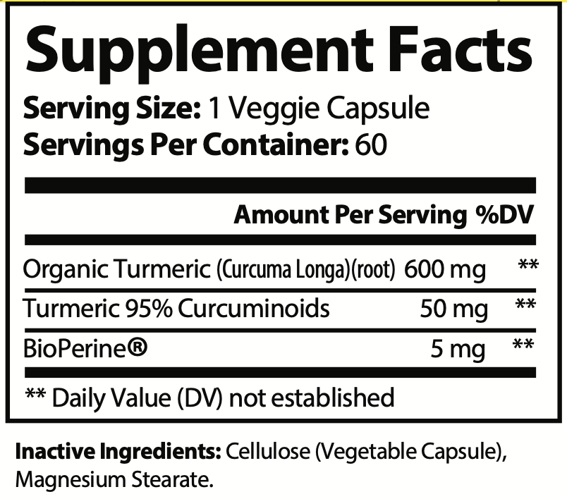 Organic Turmeric with BioPerine - Anti-Inflammatory & Joint Support Supplement - 60 Capsules