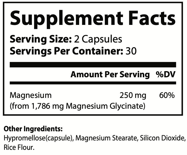 Magnesium Glycinate - Superior Absorption, Muscle Support, and Relaxation - 60 Capsules