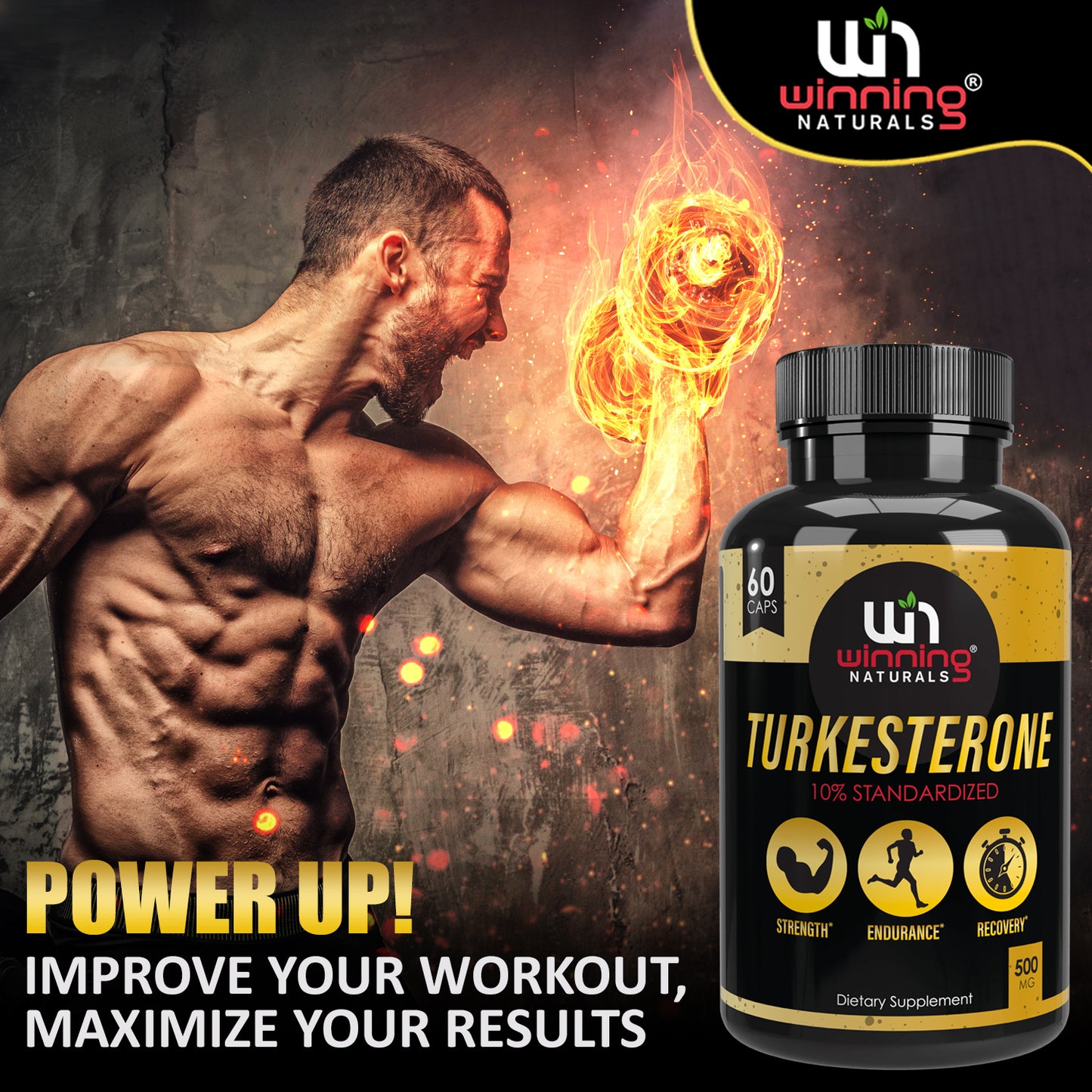 Turkesterone 500 mg - 10% Standardized - 60 Vegan Capsules