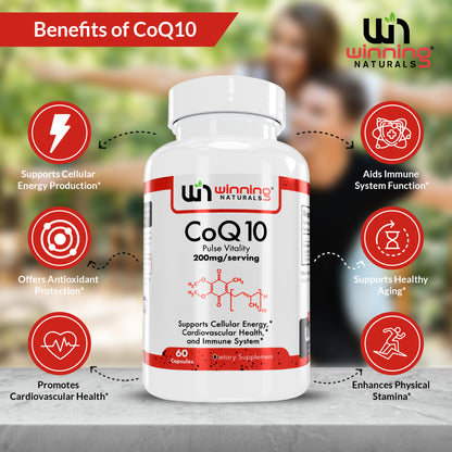 CoQ10 200mg - Antioxidant Supplement Supporting Heart Health, Energy Production, and Cellular Protection - 60 Capsules