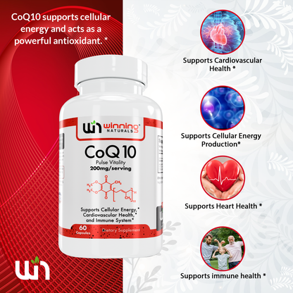 CoQ10 200mg - Antioxidant Supplement Supporting Heart Health, Energy Production, and Cellular Protection - 60 Capsules