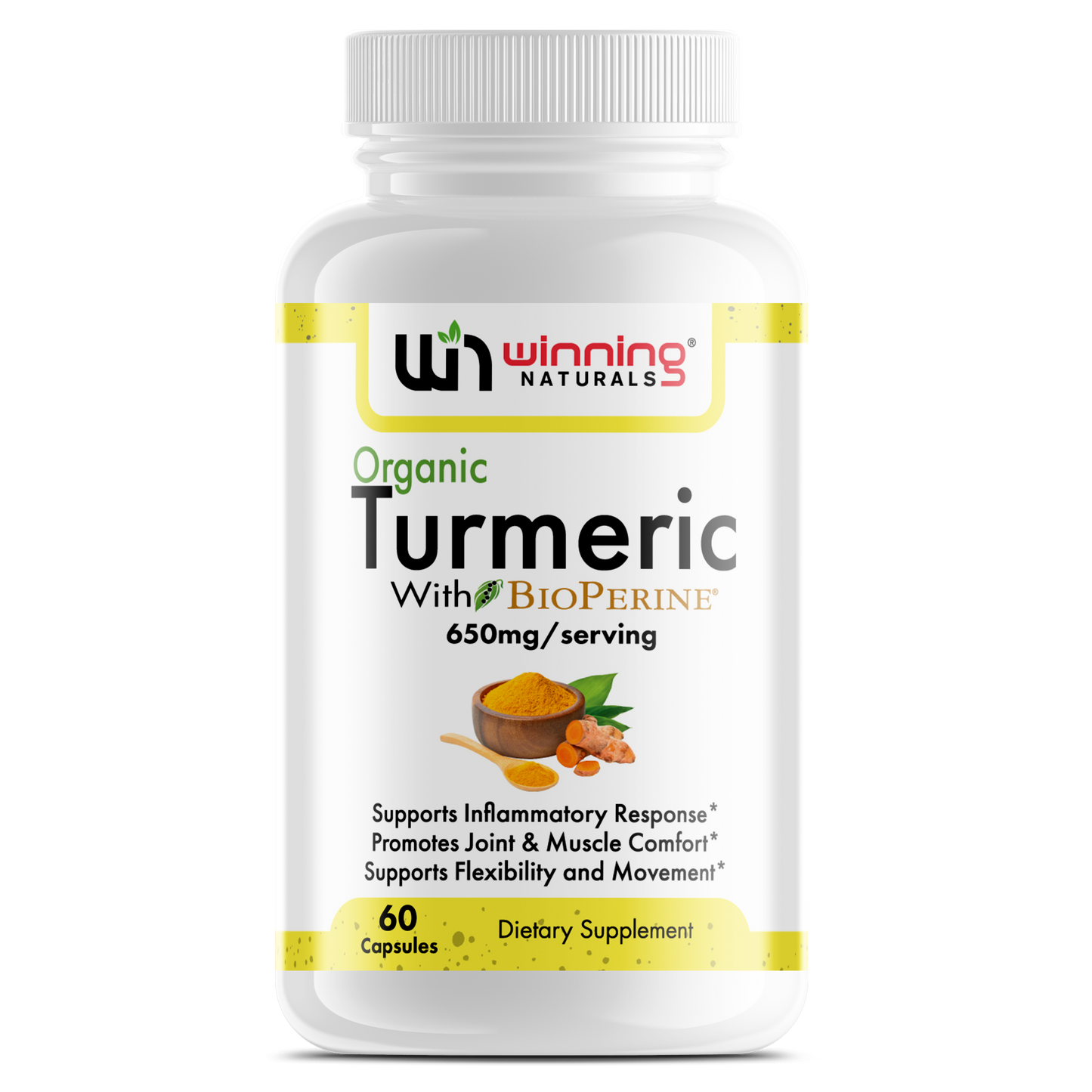 Organic Turmeric with BioPerine - Anti-Inflammatory & Joint Support Supplement - 60 Capsules