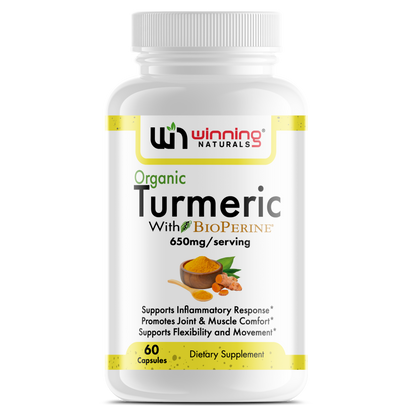 Organic Turmeric with BioPerine - Anti-Inflammatory & Joint Support Supplement - 60 Capsules